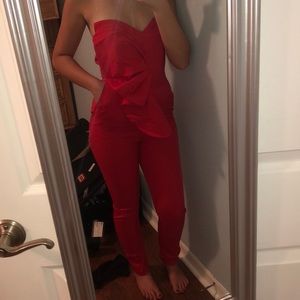 ShoeDazzle red ruffle jumpsuit